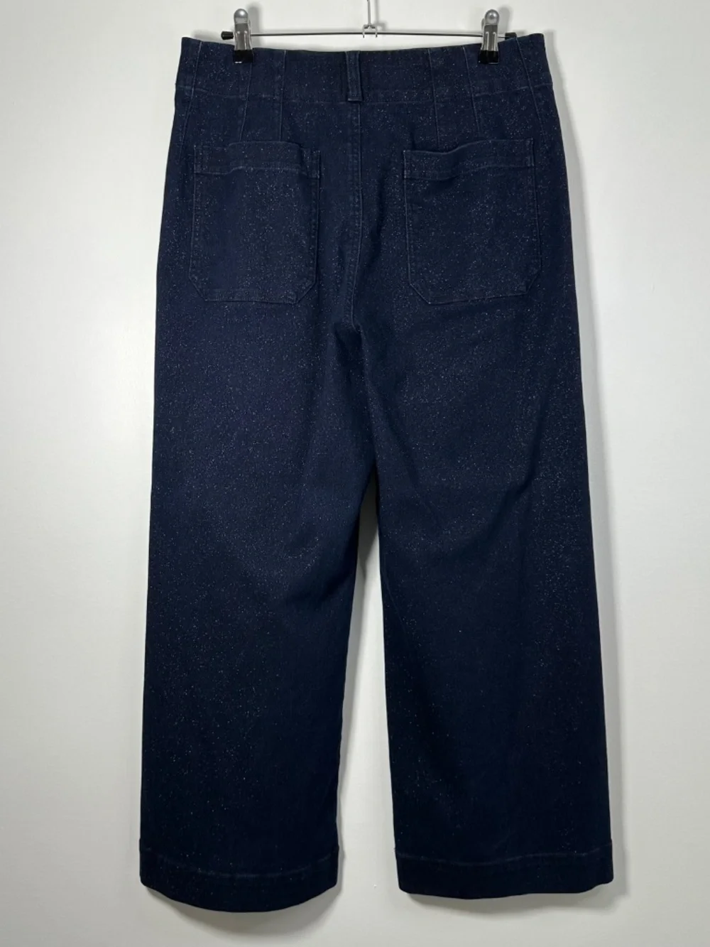 Anthropologie Maeve The Colette Sparkle Denim Wide Leg Pants Size 30/10 Cropped - Picture 4 of 11